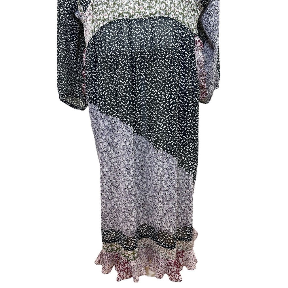 Diane Freis, Women’s Vintage Floral Midi Dress, Ruffle, Black One-Size / X-Large - Picture 9 of 17